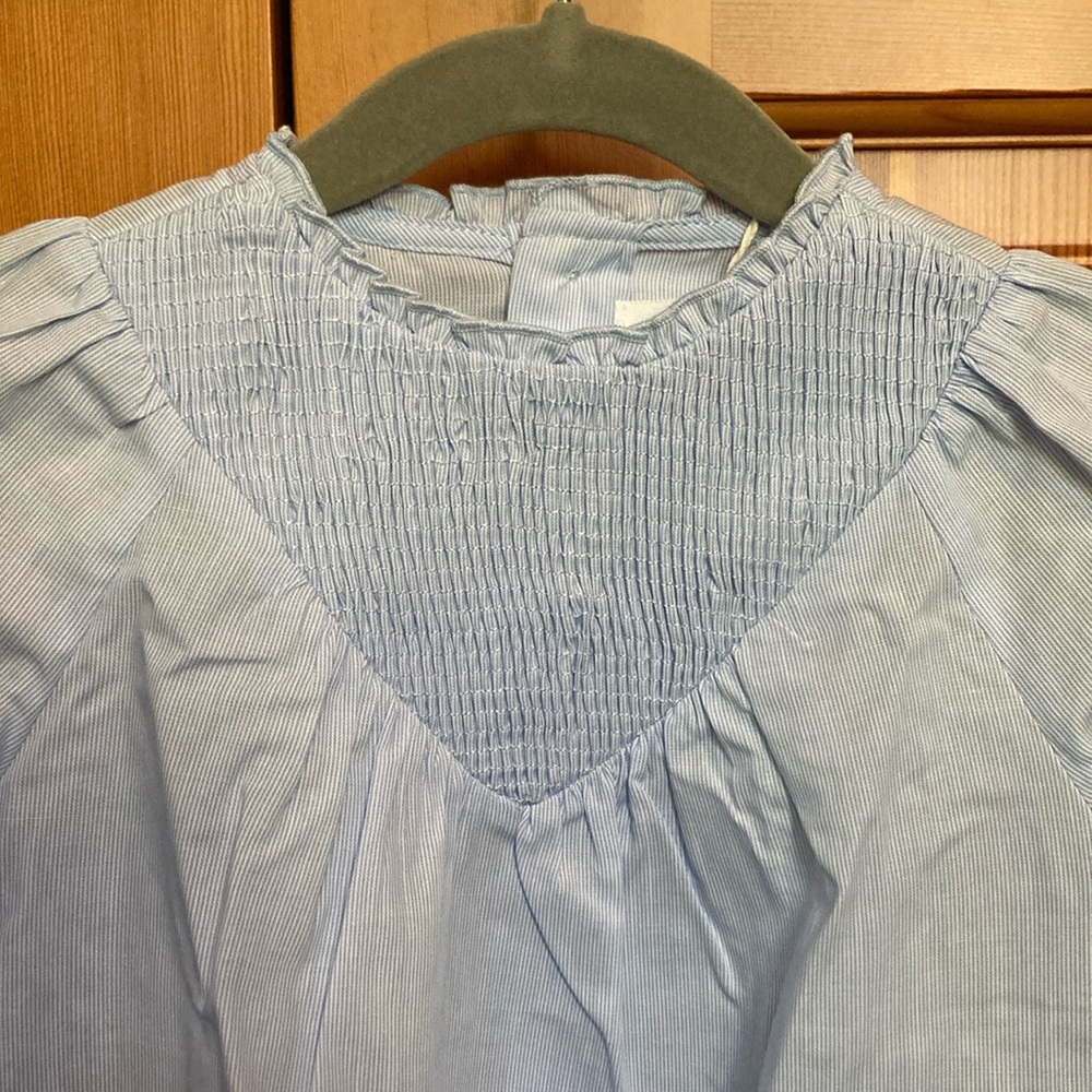 Zara Blue Blouse with Ruffled Collar and wooden buttons down back girls 2T NWT - Picture 2 of 6